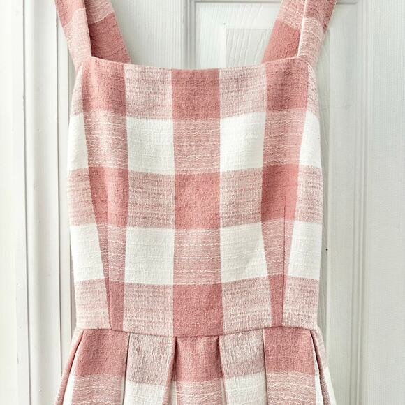 Gal Meets Glam Polly Pink White Gingham Checkered A Line Sun Dress 2 Girly Femme - Picture 8 of 10